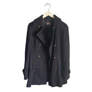 Basler Navy Blue Wool Blend Peacoat Military Double Breasted size 4/Small